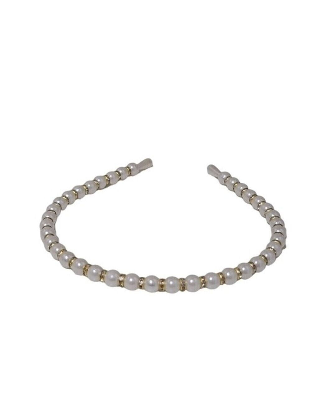 NWT Faux Pearl Gold Decor Headband